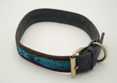 Boho Hundehalsband aus antikem peruanischem Textil – Türkis