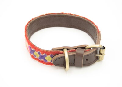 Boho Hundehalsband aus antikem peruanischem Textil – [Rot]