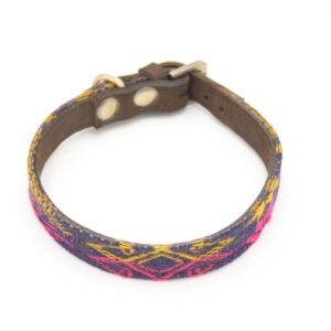 Boho Hundehalsband – Antikes Textil aus Peru [Dunkellila] (M)