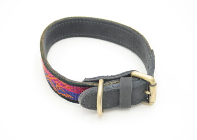 Boho Hundehalsband aus antikem peruanischem Textil – [Blau/Orange]