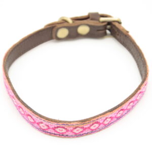 Boho Hundehalsband – Antikes Textil aus Peru [Rosa] (L)