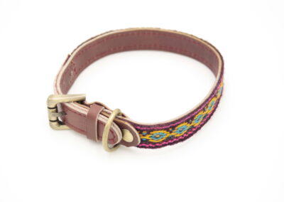 Boho Hundehalsband aus antikem peruanischem Textil – [Türkis/Ocker]